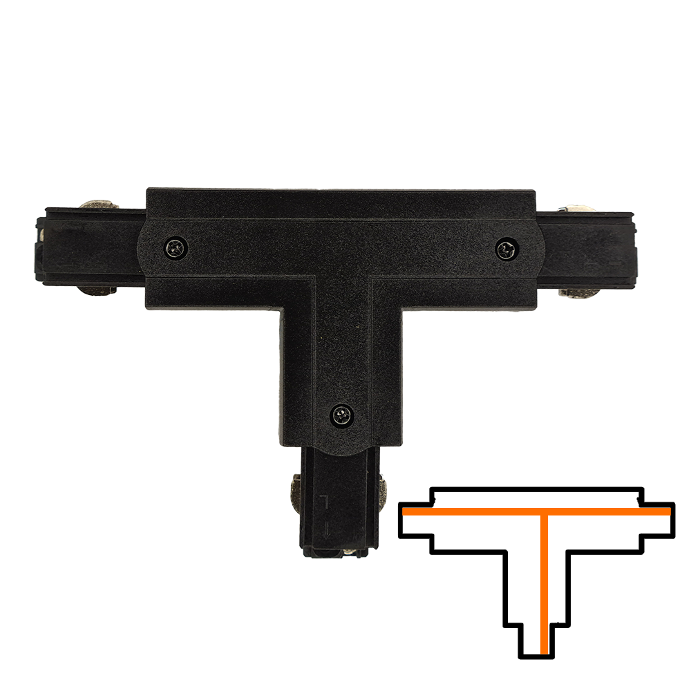 T-koppelstuk 3-fase - Extern - Rechts - Zwart