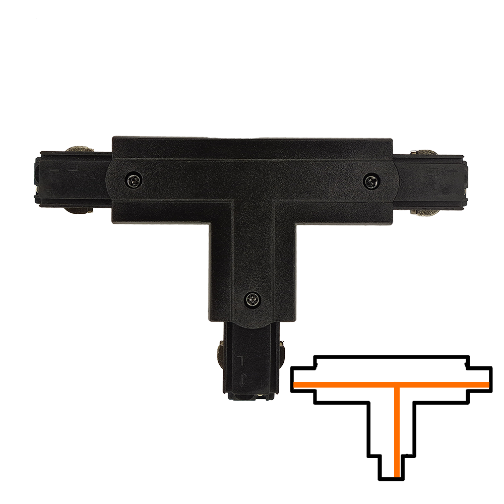 T-koppelstuk 3-fase - Intern - Rechts - Zwart