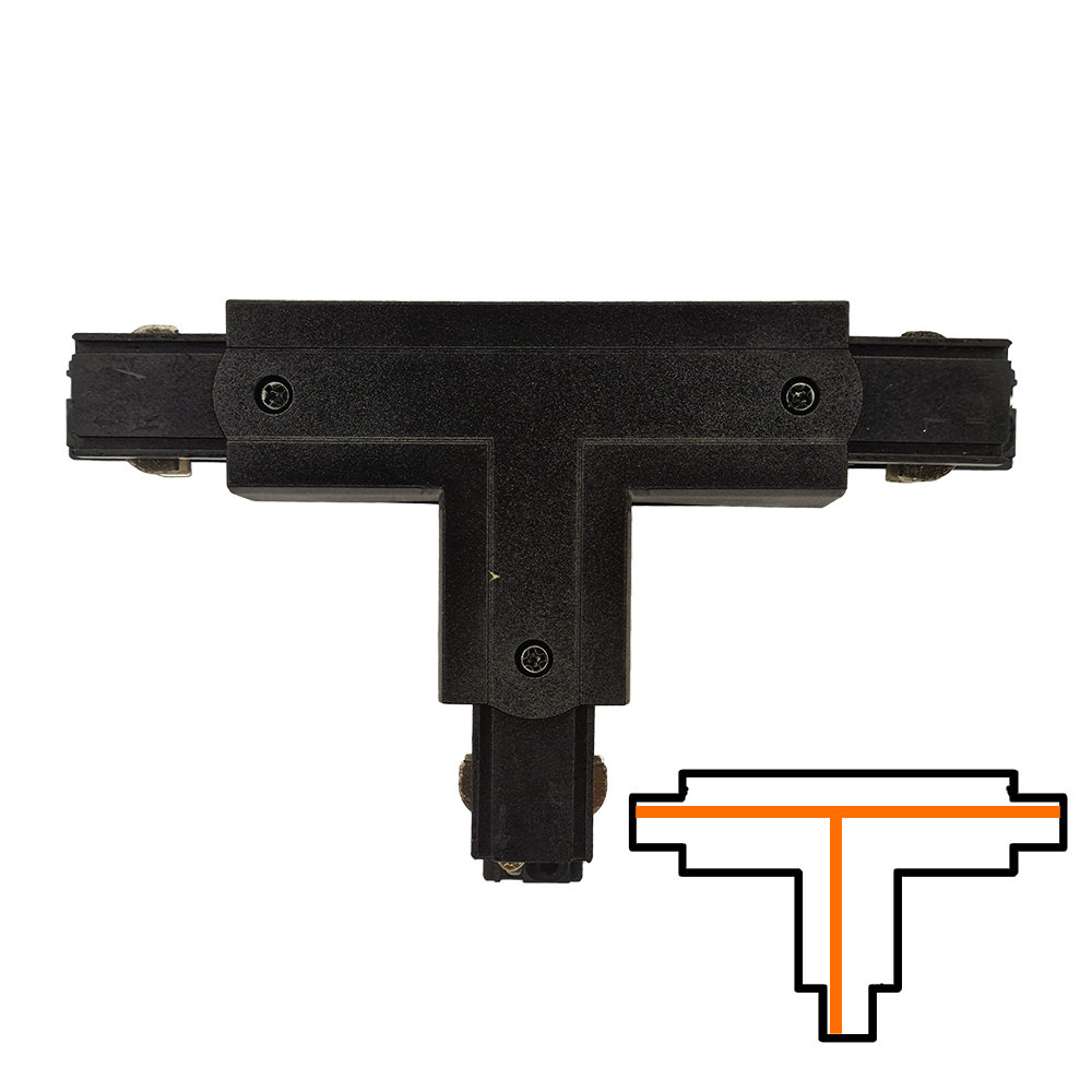T-koppelstuk 3-fase - Extern - Links - Zwart