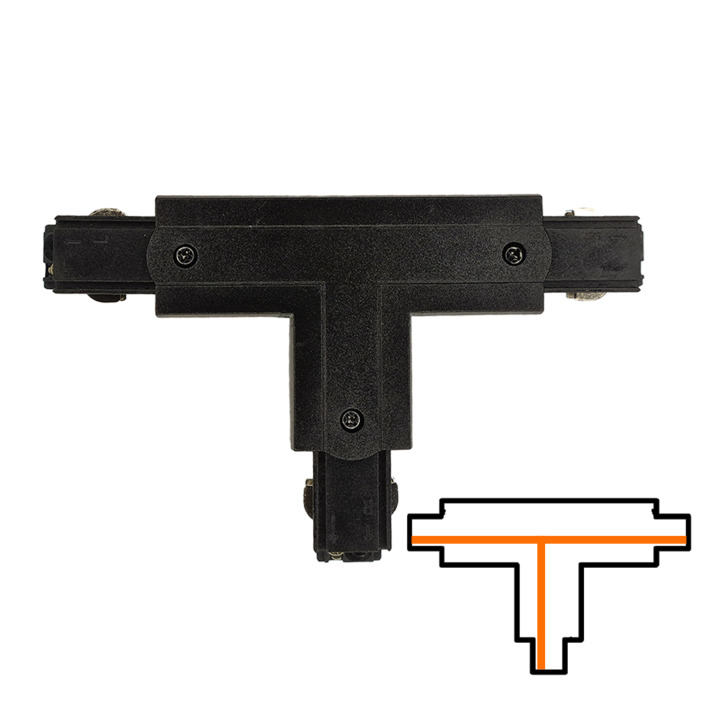 T-koppelstuk 3-fase - Intern - Links - Zwart