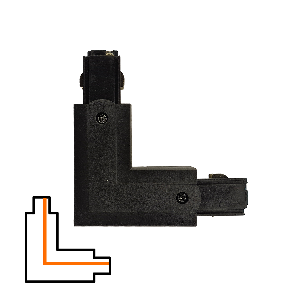 L-koppelstuk 3-fase - Intern - Rechts - Zwart