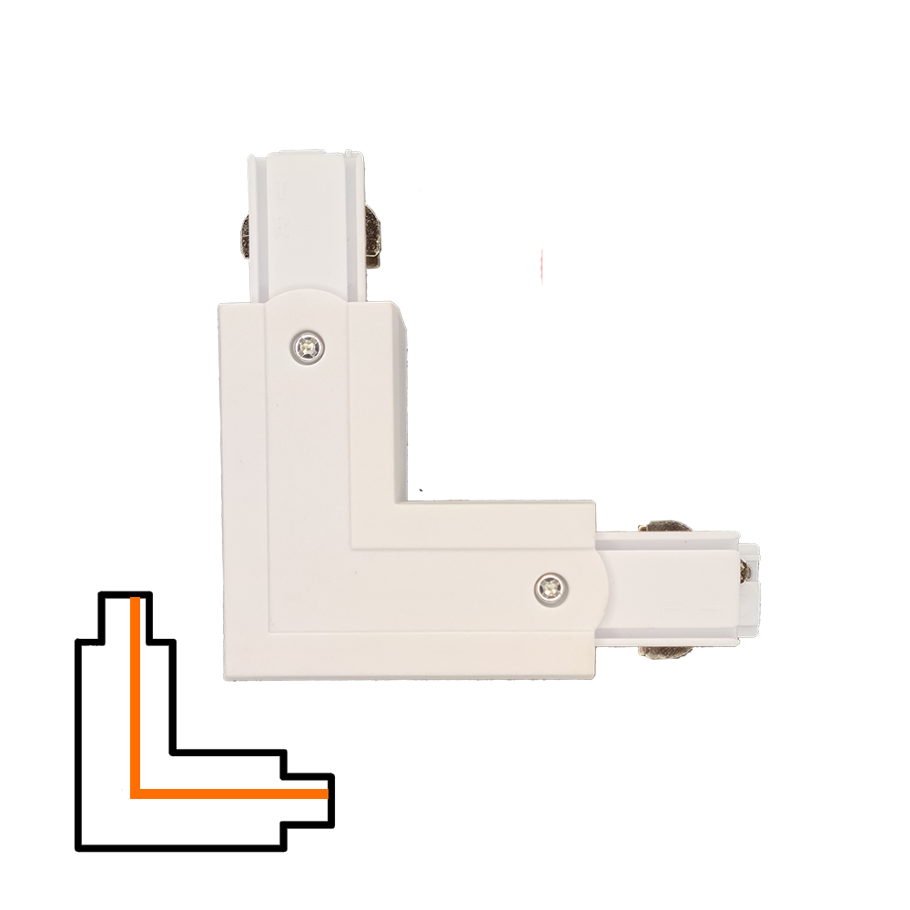 L-koppelstuk 3-fase - Intern - Rechts - Wit