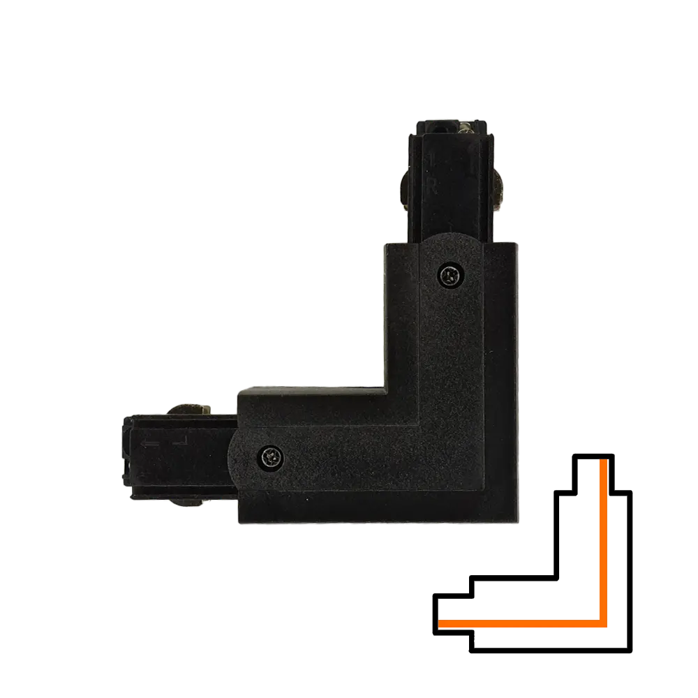 L-koppelstuk 3-fase - Extern - Links - Zwart