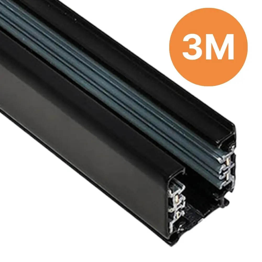 3-fase spanningsrails - opbouw - 3 meter - Zwart