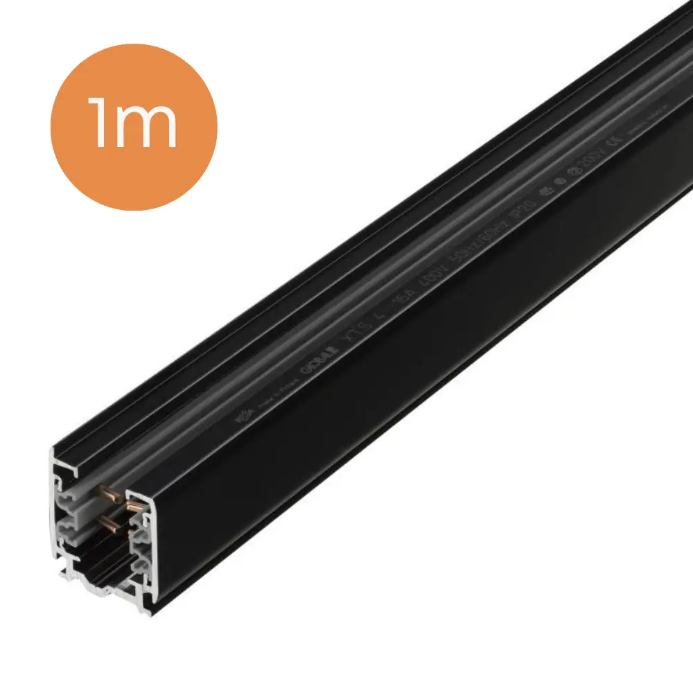 3-fase spanningsrails - opbouw - 1 meter - Zwart - losse rail