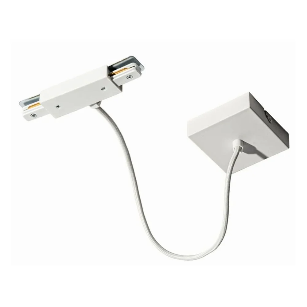 Middenvoeding met vierkante montageplaat voor 1-fase railverlichting - Wit