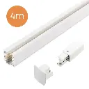 3-fase spanningsrails - opbouw - 4 meter - Wit  (Inclusief eindvoeding en eindkapje)